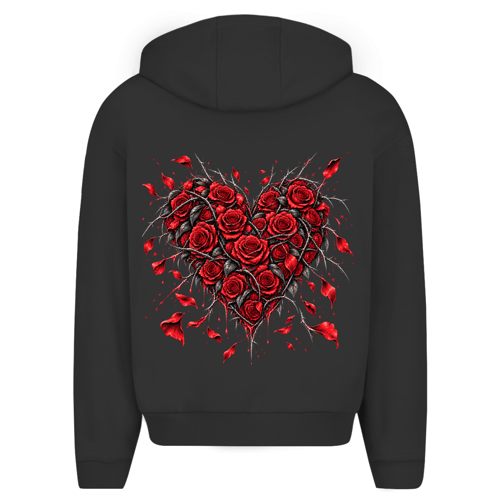 Herren Oversize Zipper Hoodie Roses