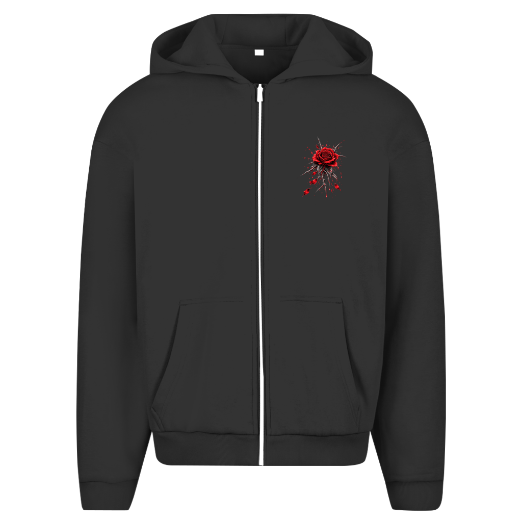 Herren Oversize Zipper Hoodie Roses