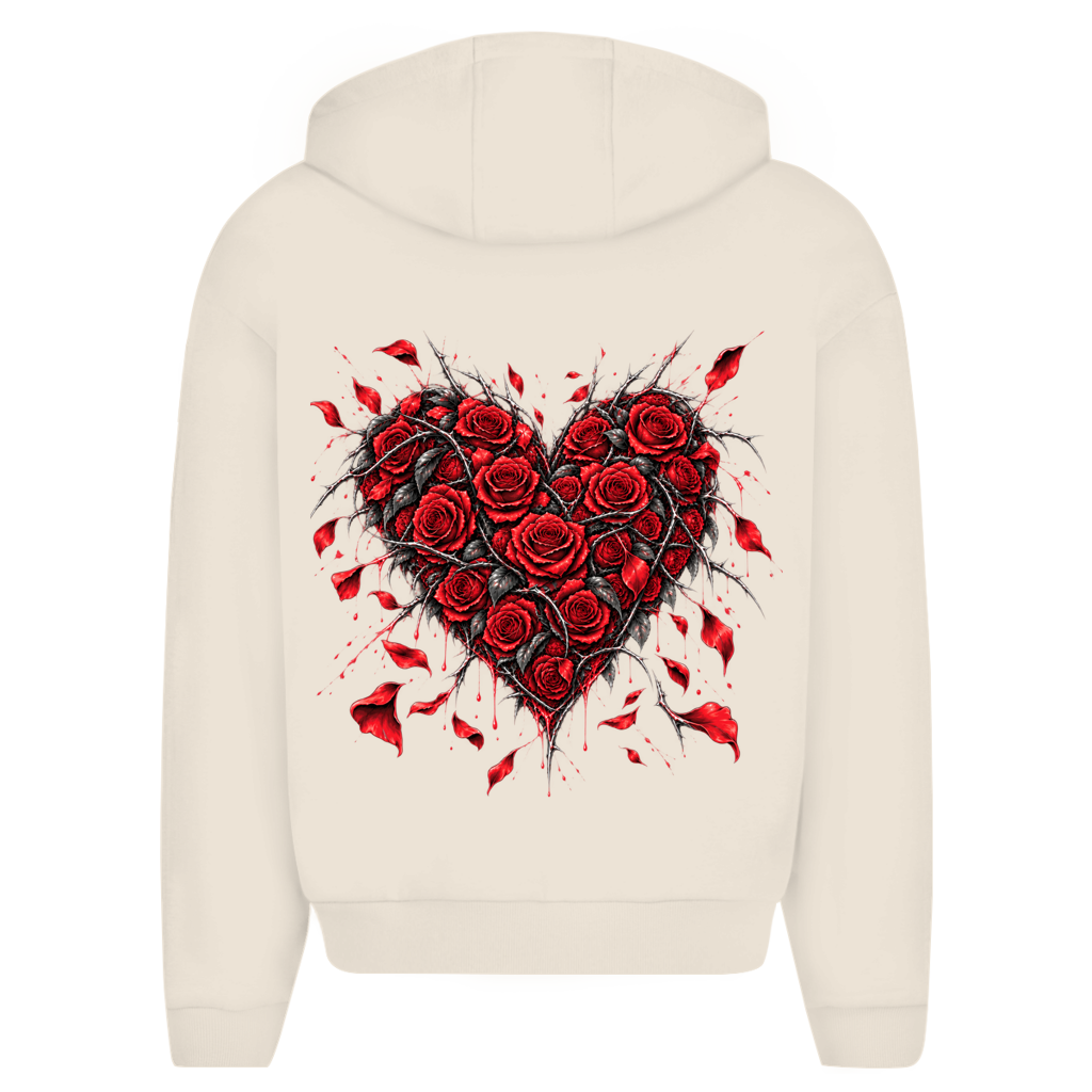 Herren Oversize Zipper Hoodie Roses