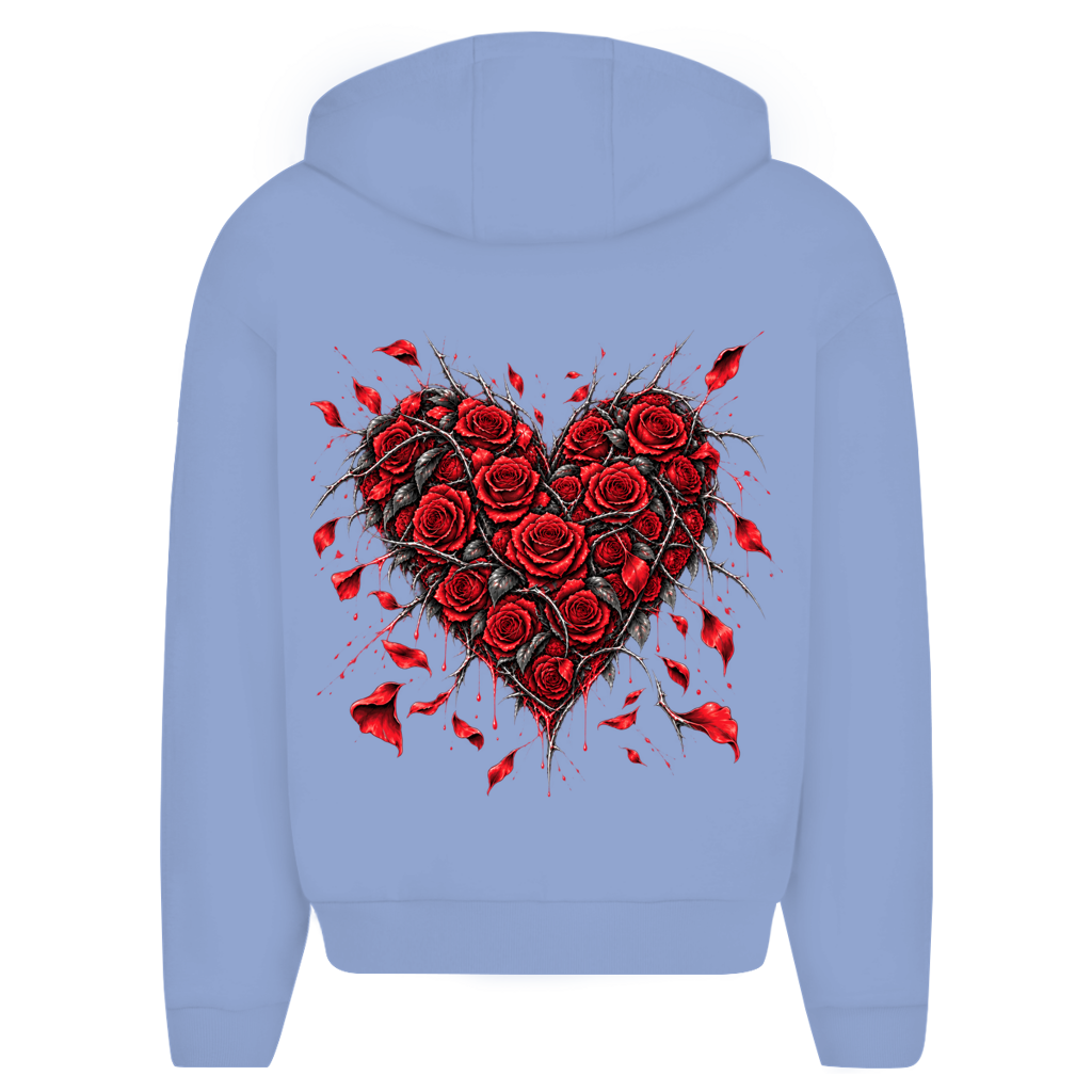 Herren Oversize Zipper Hoodie Roses